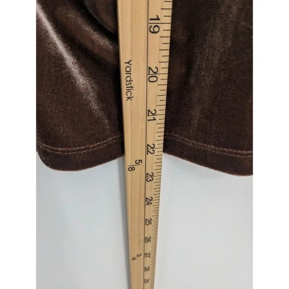 Y2K Velvet Ruched Top Womens Medium Brown Long Sleeve Shirt 90s Goblin‎ Red BKE - Picture 8 of 8